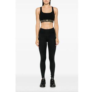 $244 Versace Black Greca Crop Top Sports Bra size XS